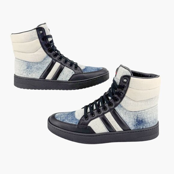 Gucci High Top Denim Sneakers EU 39 US 9 Blue Faded Distressed Retro Casual Shoe - Picture 8 of 14